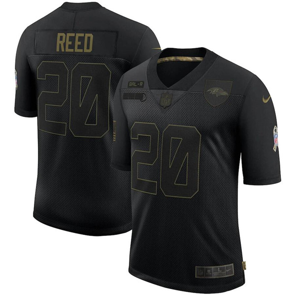 Men's Baltimore Ravens #20 Ed Reed Black NFL 2020 Salute To Service Limited Stitched Jersey Men's Baltimore Ravens #20 Ed Reed Black NFL 2020 Salute To Service Limited Stitched Jersey